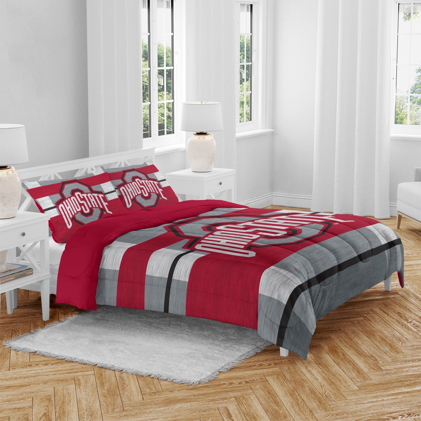 NCAA Heathered Stripe 3 PC Queen Bed in a Bag
