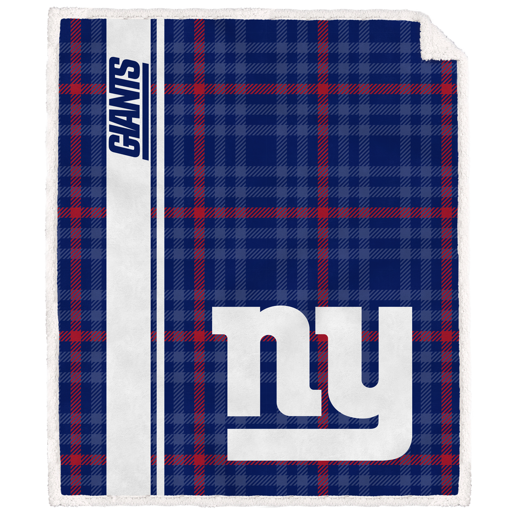 New York Giants Vertical Plaid Sherpa Blanket