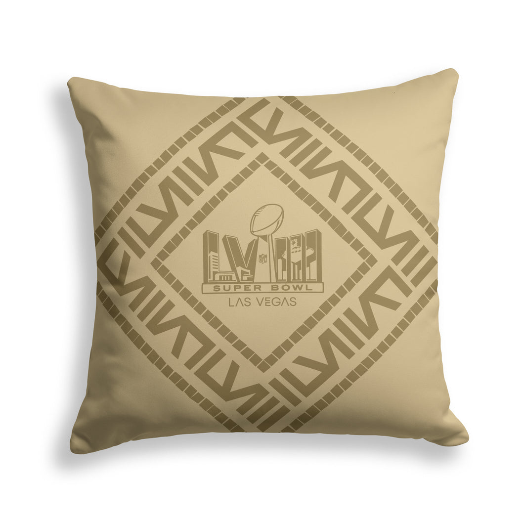 Beige Collectors Superbowl Logo Decor Pillow