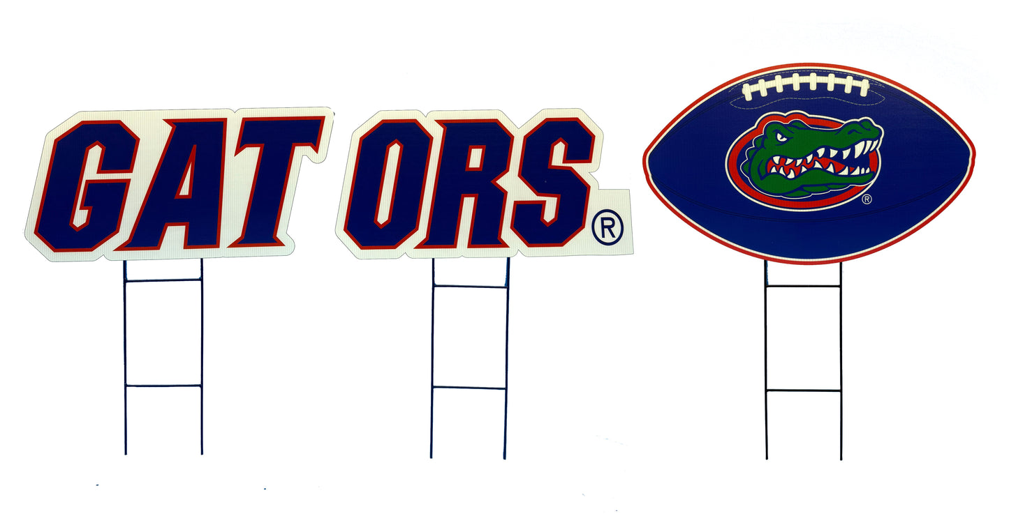 NCAA Wordmark & Football 3 Pack Yard Sign Set