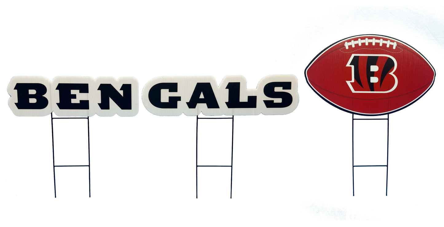 NFL Wordmark & Football 3 Pack Yard Sign Set