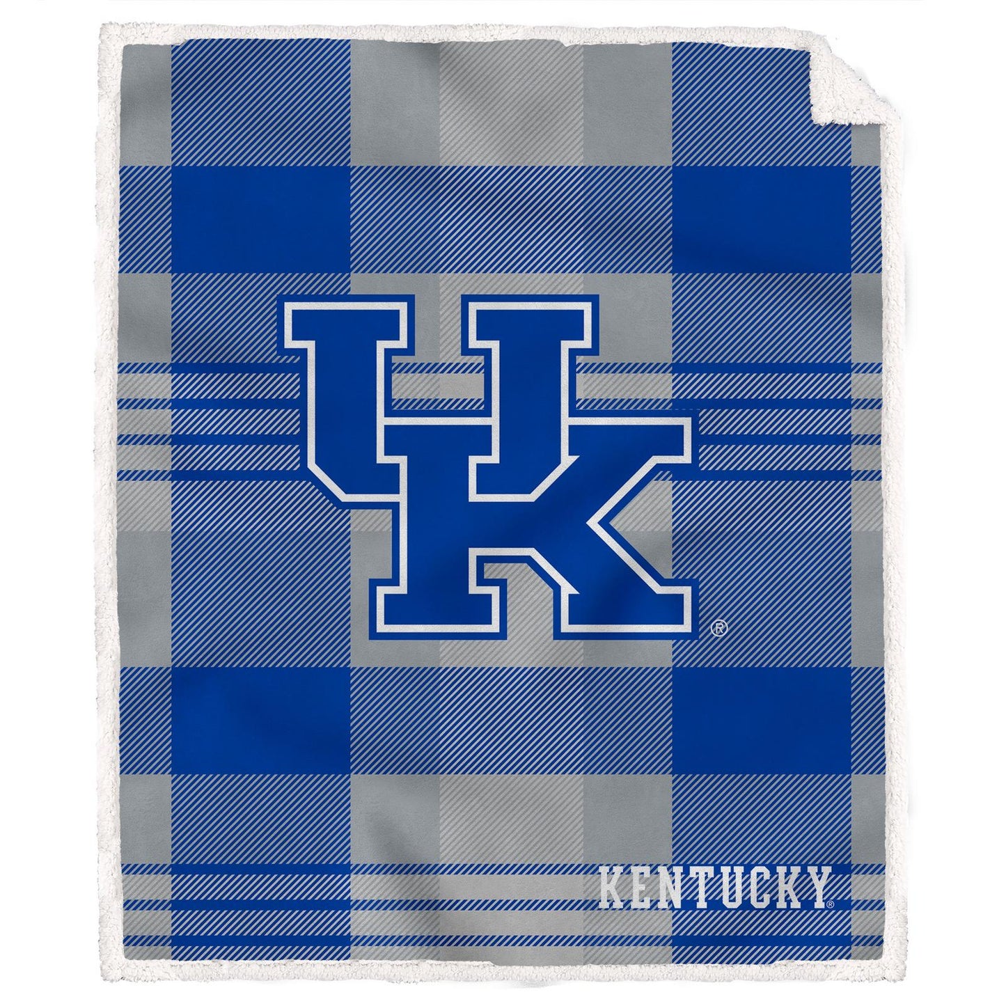NCAA Plaid Steel Royal Plush Sherpa 60x70 Blanket