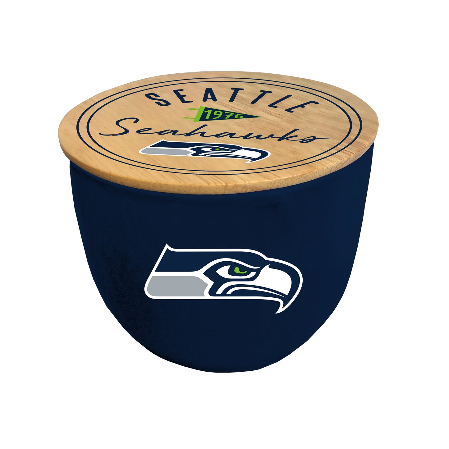 NFL Script Circle Wood Top Ceramic Candle