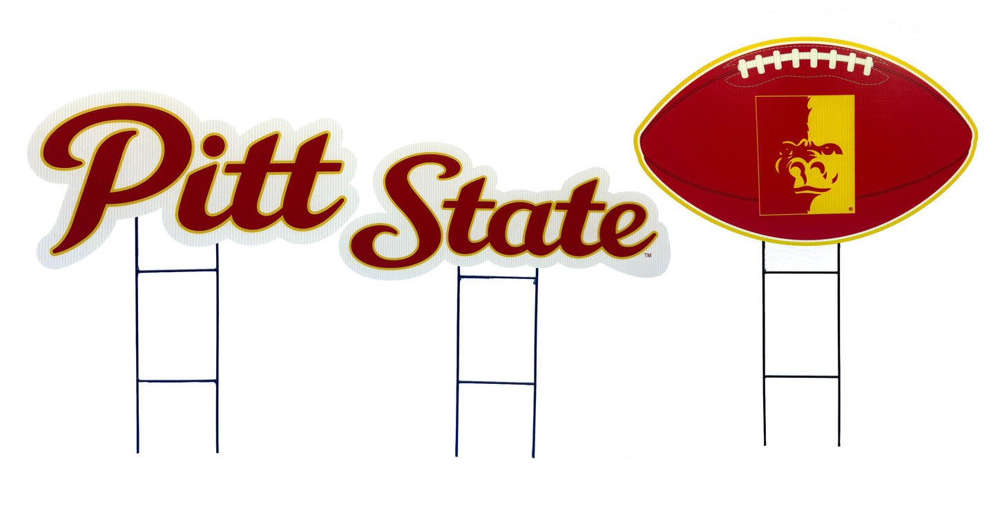 NCAA Wordmark & Football 3 Pack Yard Sign Set