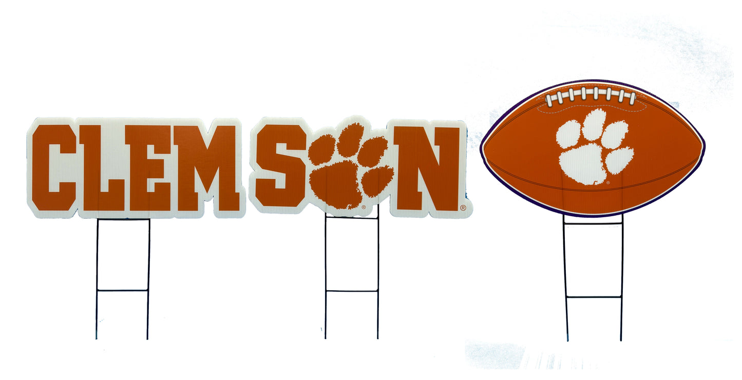 NCAA Wordmark & Football 3 Pack Yard Sign Set