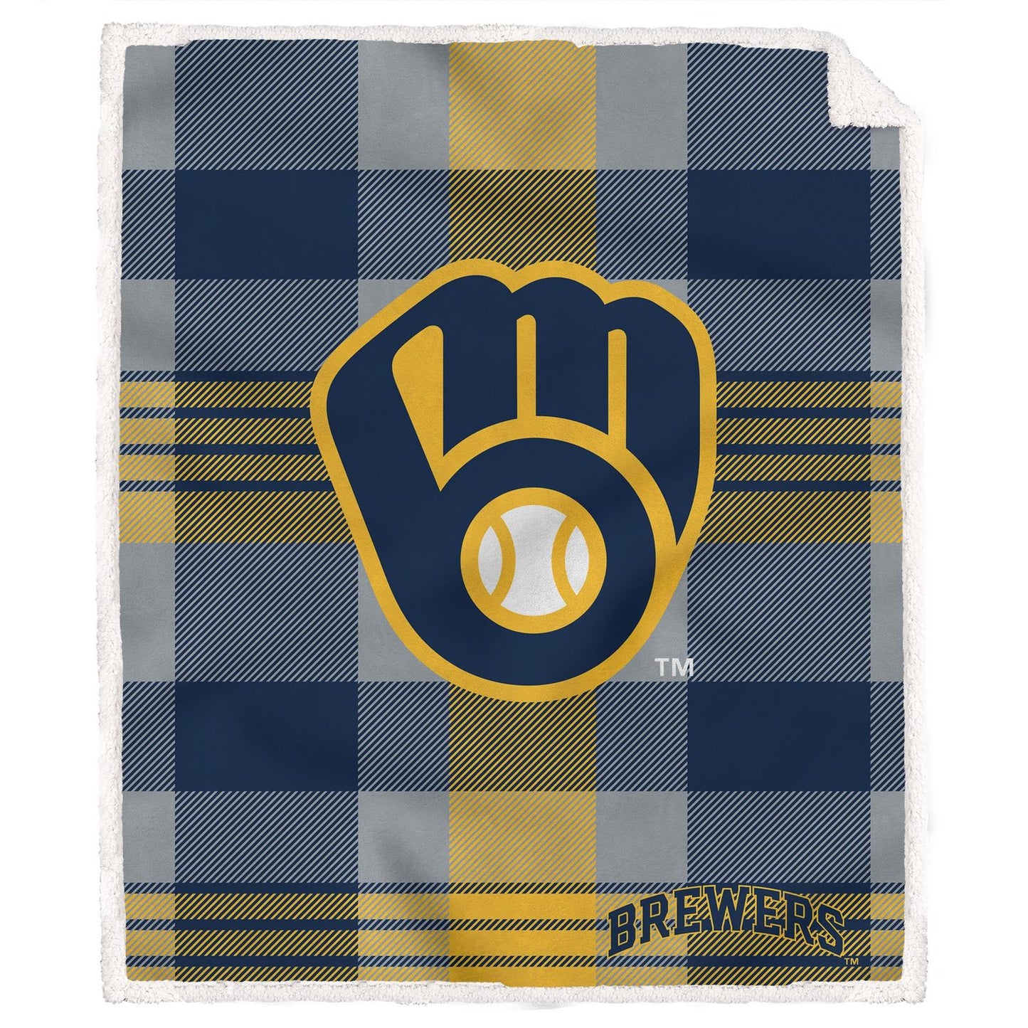 MLB Plaid Steel Royal Plush Sherpa 60x70 Blanket
