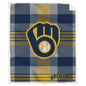 MLB Plaid Steel Royal Plush Sherpa 60x70 Blanket