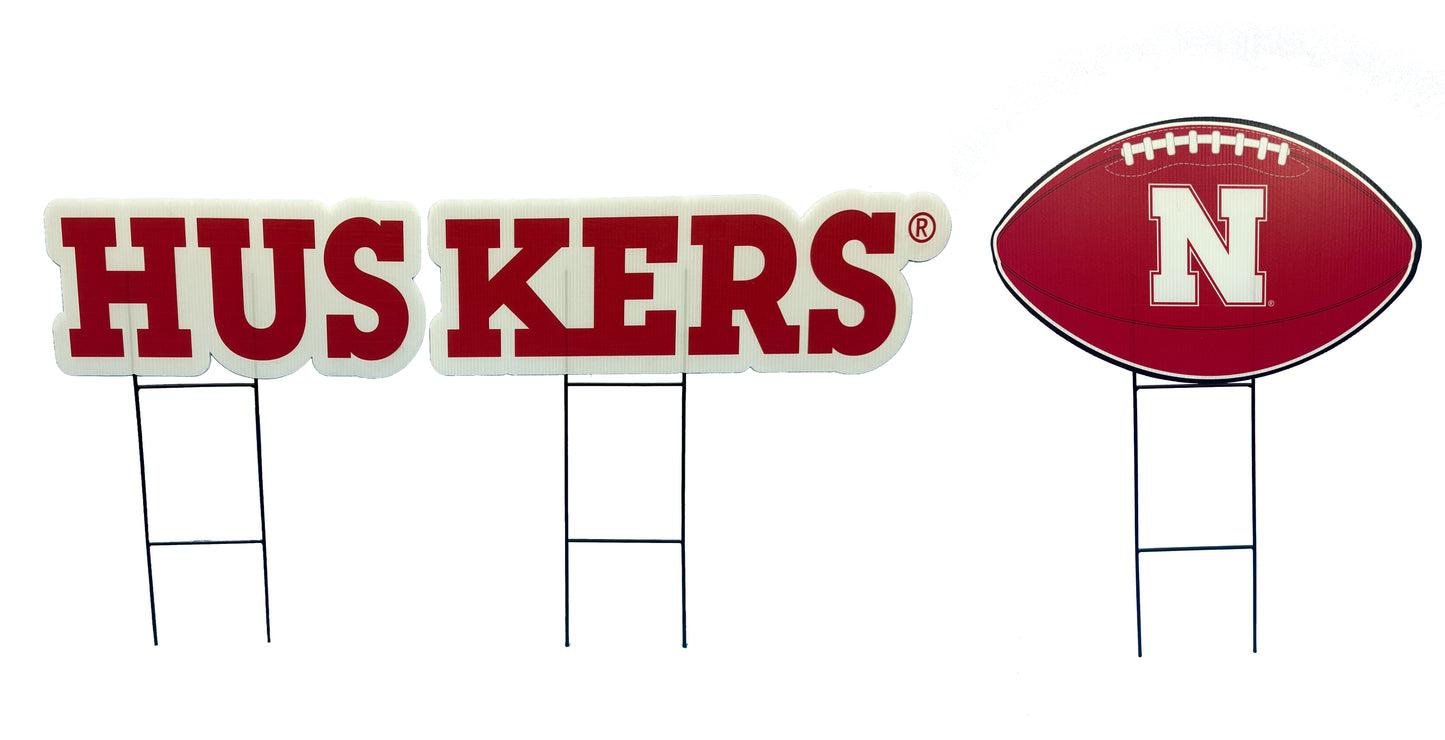 NCAA Wordmark & Football 3 Pack Yard Sign Set