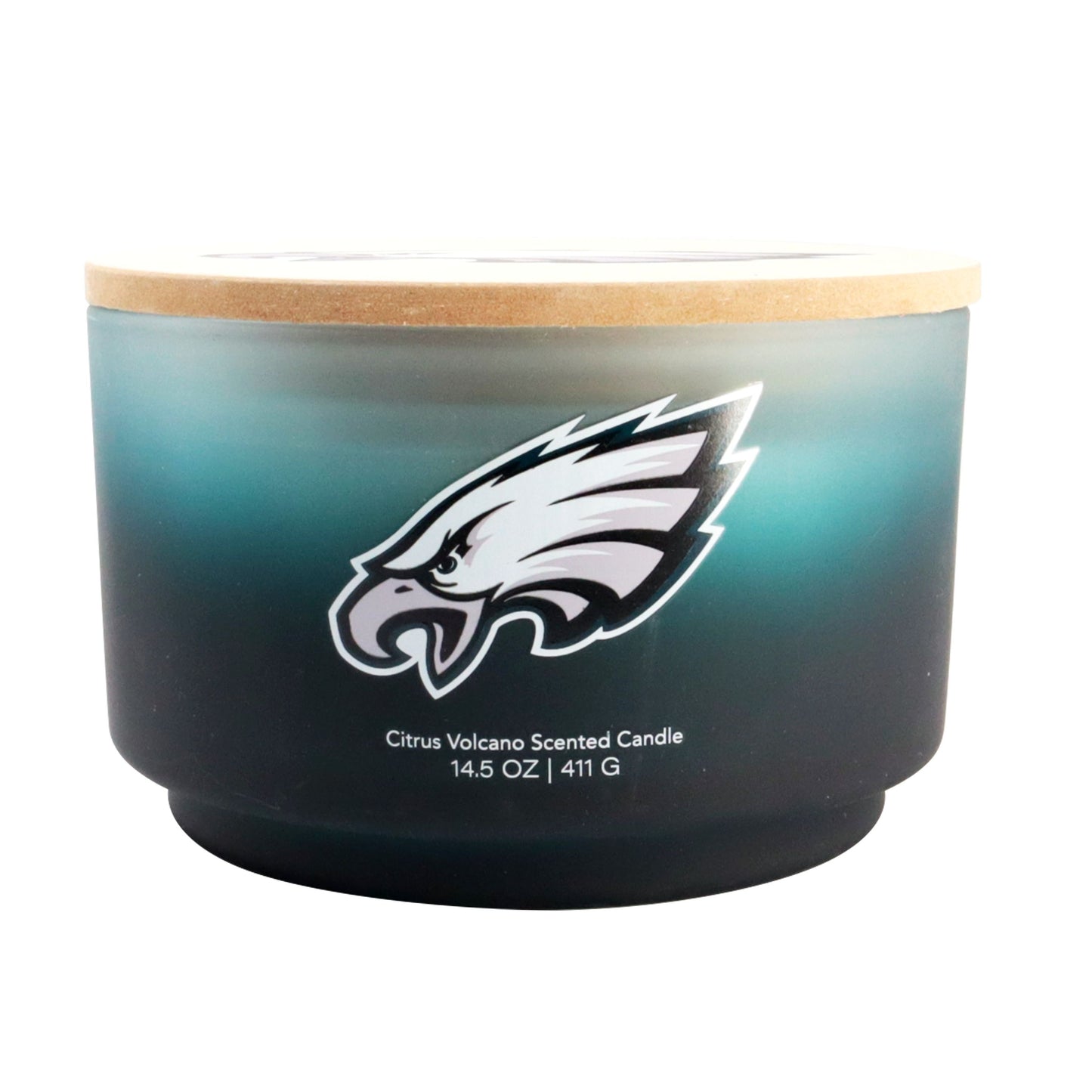 NFL Glass Gradient 14.5 oz Candle Print Wood Top