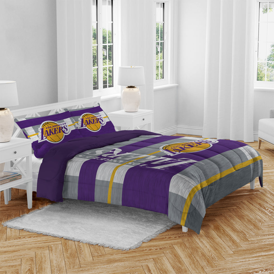 Los Angeles Lakers Heathered Stripe 3 Piece Full/Queen Bed in a Bag