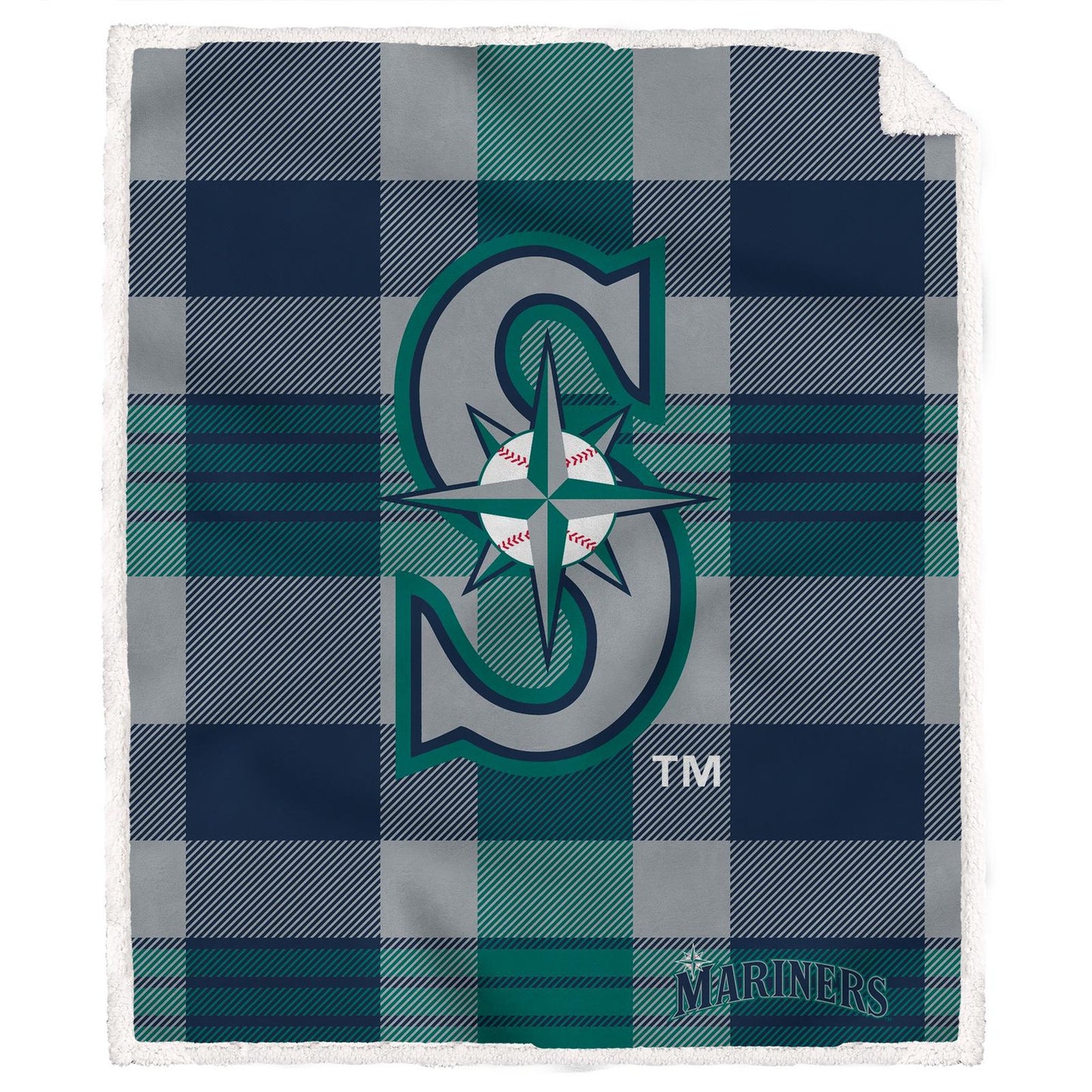 MLB Plaid Steel Royal Plush Sherpa 60x70 Blanket