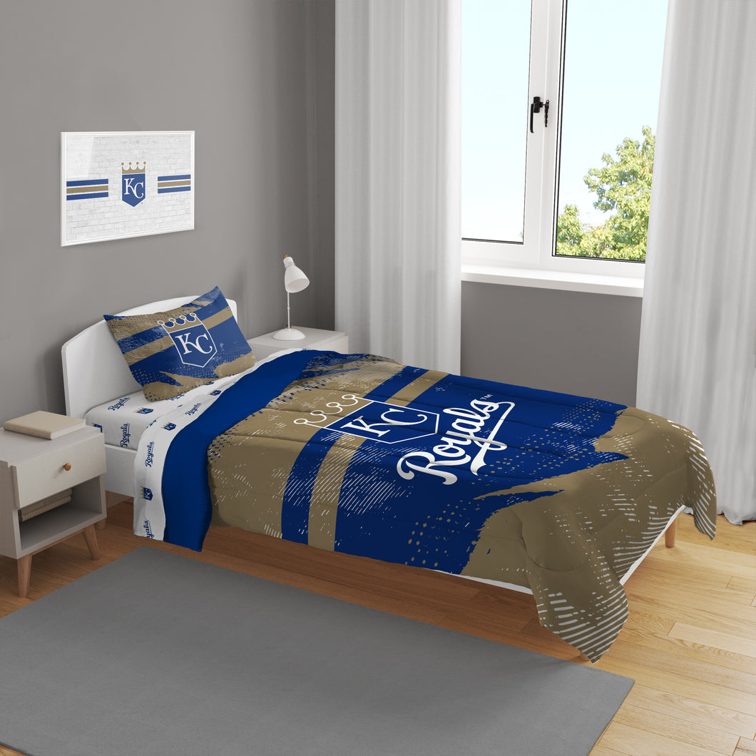 Kansas City Royals Slanted Stripe 4 Piece Twin Bed in a Bag