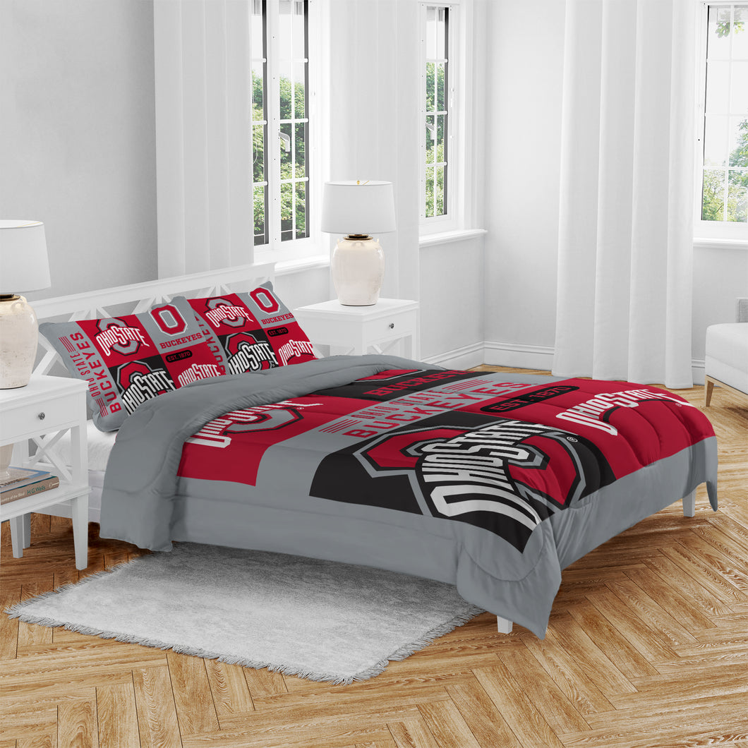 Ohio State Buckeyes Block Logo 3 Piece Full/Queen Bed in a Bag