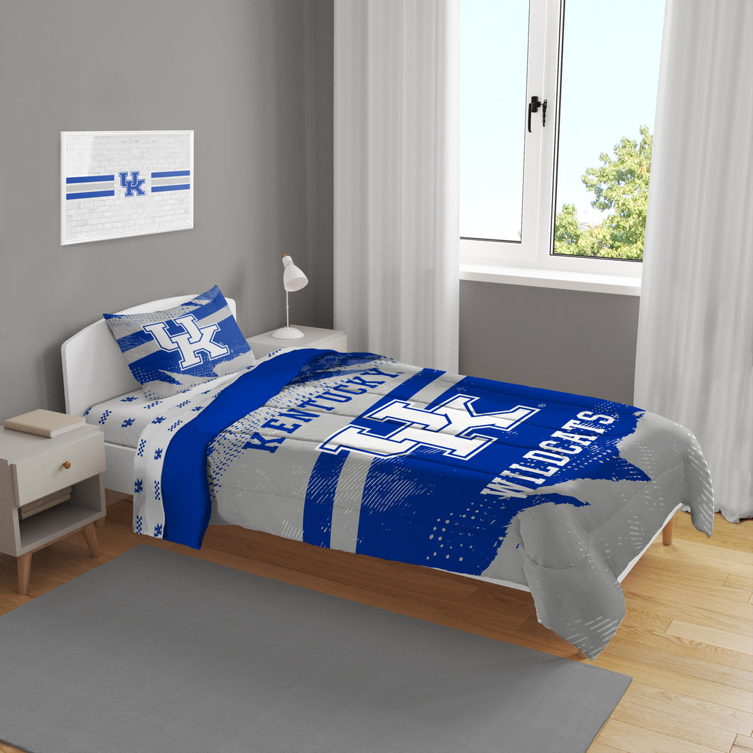 Kentucky Wildcats Slanted Stripe 4 Piece Twin Bed in a Bag