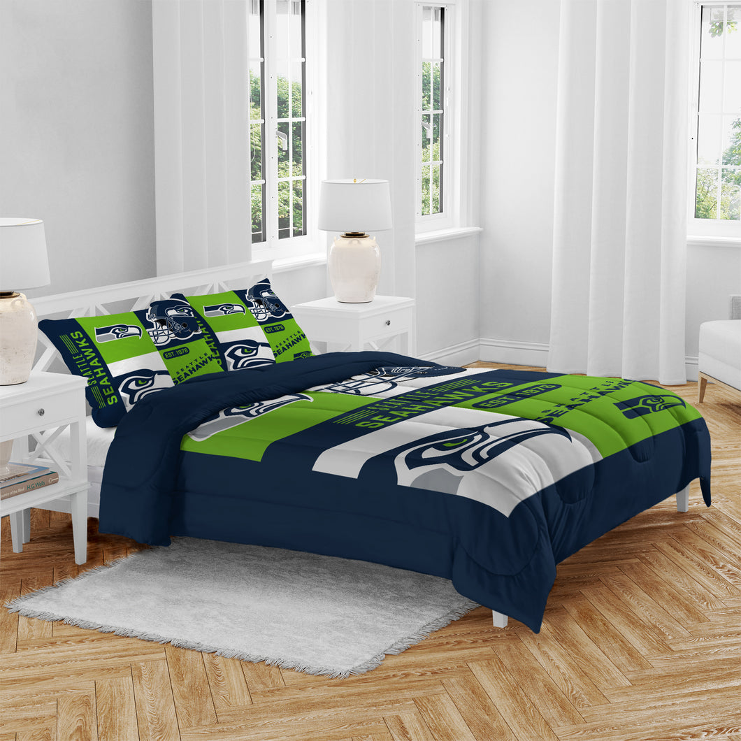 Seattle Seahawks Block Logo 3 Piece Full/Queen Bed in a Bag