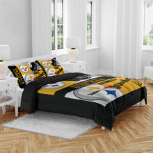 Load image into Gallery viewer, Pittsburgh Steelers Block Logo 3 Piece Full/Queen Bed in a Bag
