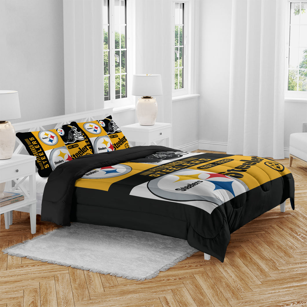 Pittsburgh Steelers Block Logo 3 Piece Full/Queen Bed in a Bag