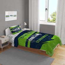 Load image into Gallery viewer, Seattle Seahawks Slanted Stripe 4 Piece Twin Bed in a Bag
