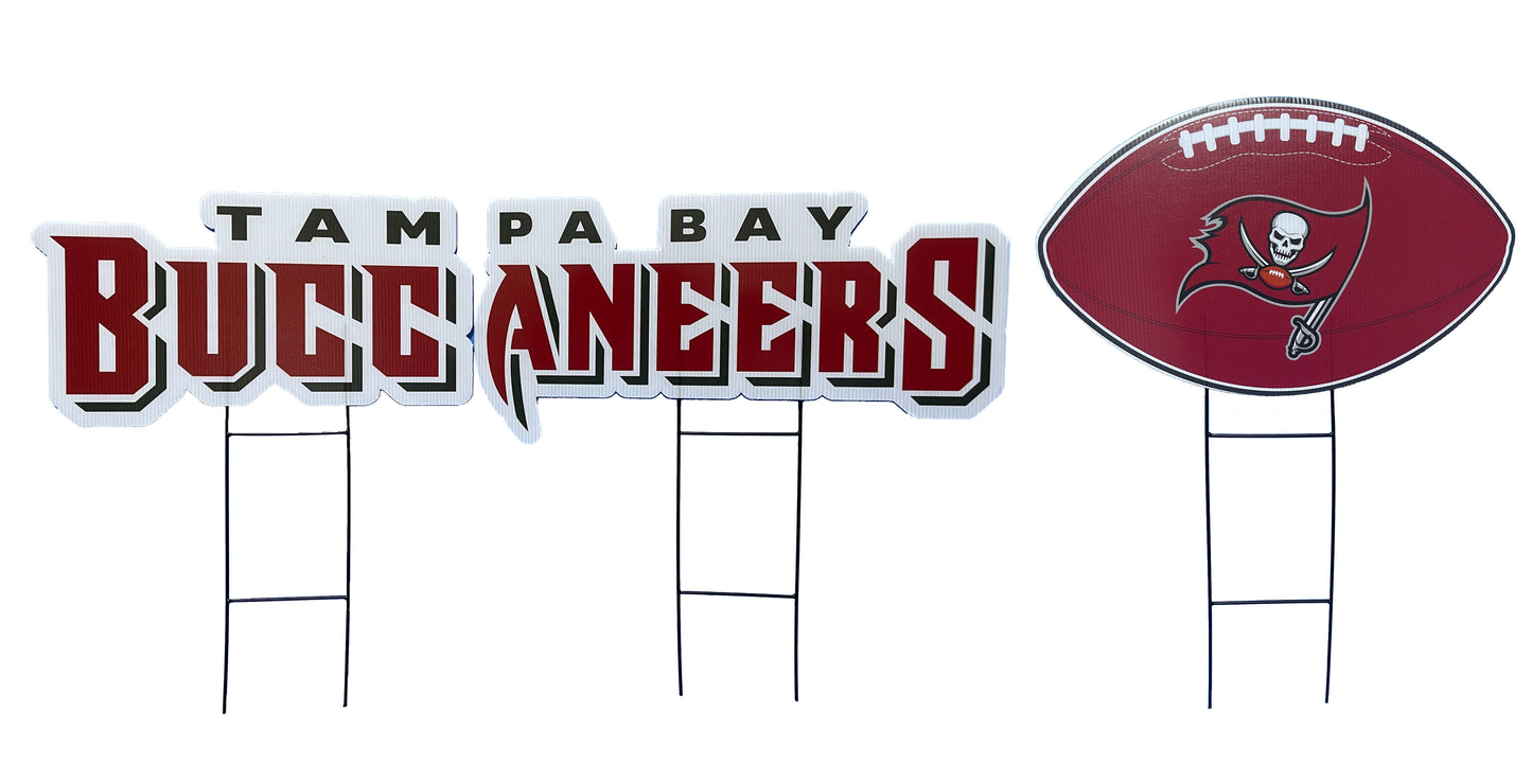 NFL Wordmark & Football 3 Pack Yard Sign Set