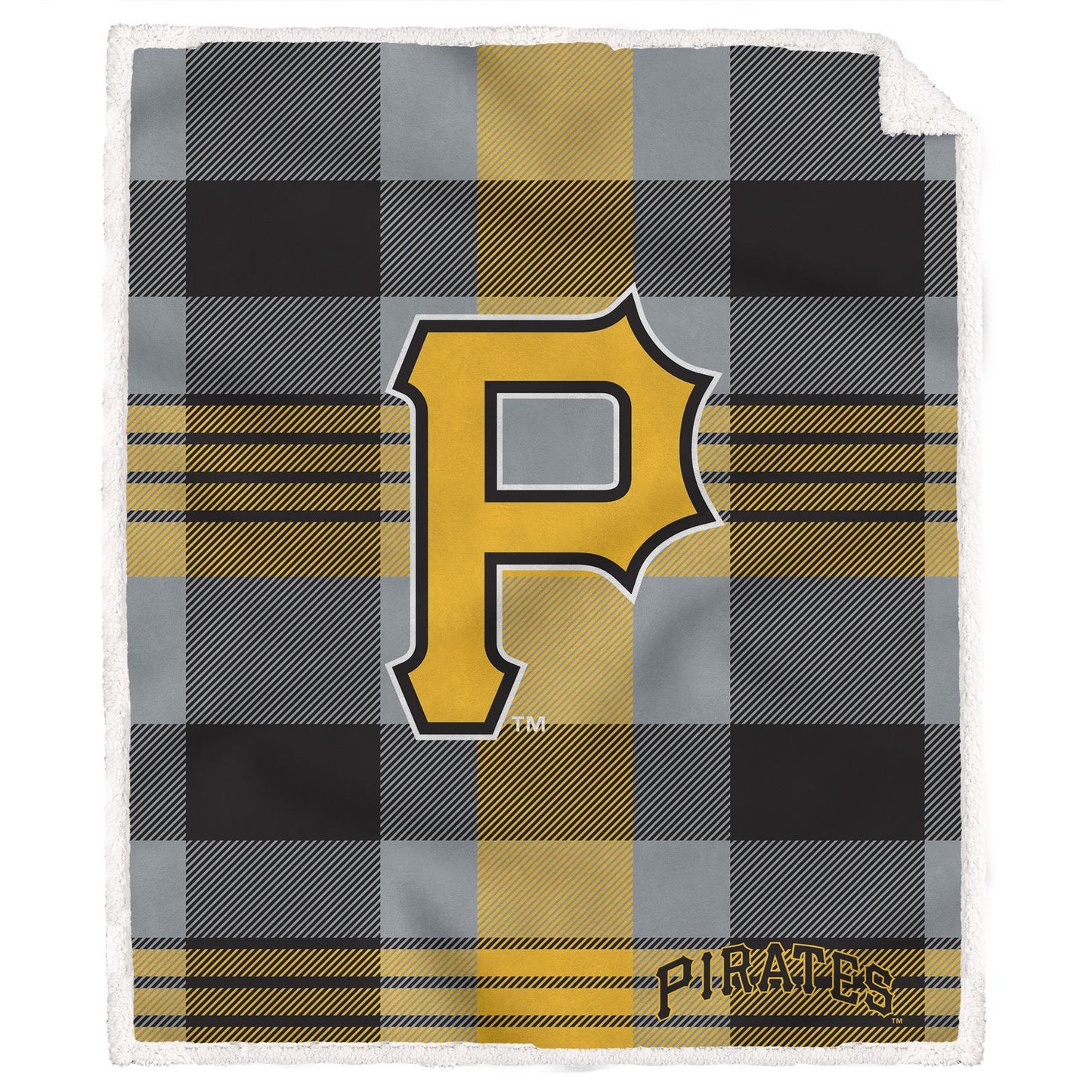 MLB Plaid Steel Royal Plush Sherpa 60x70 Blanket