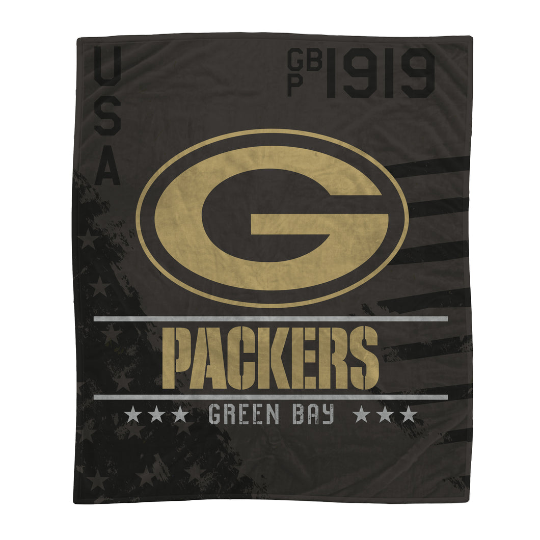 Green Bay Packers Black Camo Blanket