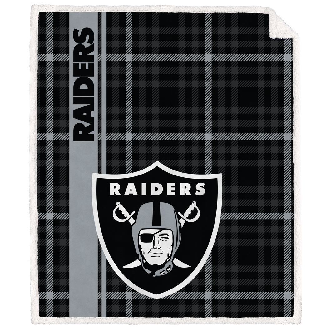 Las Vegas Raiders Vertical Plaid Sherpa Blanket