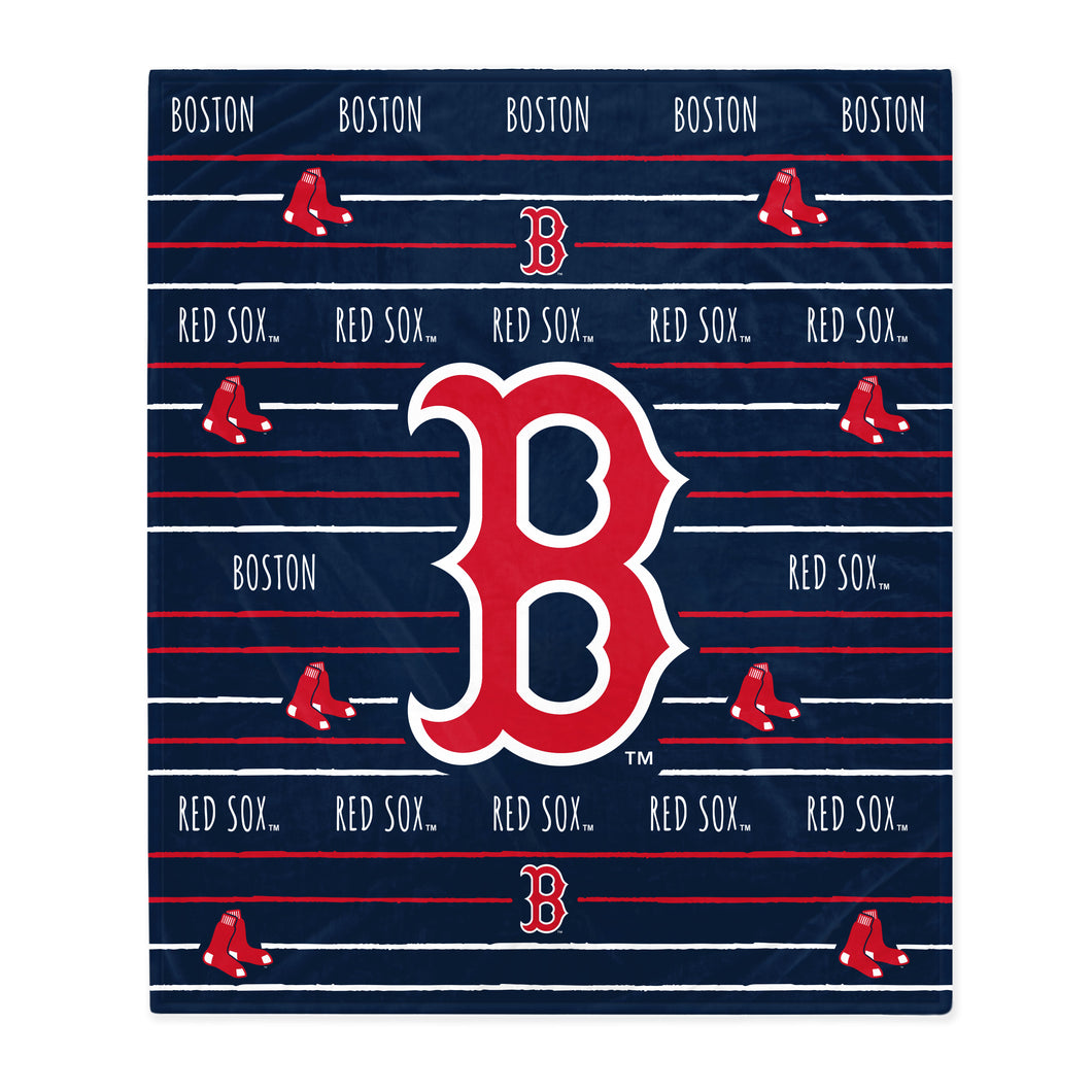 Boston Red Sox Logo Stripe Blanket