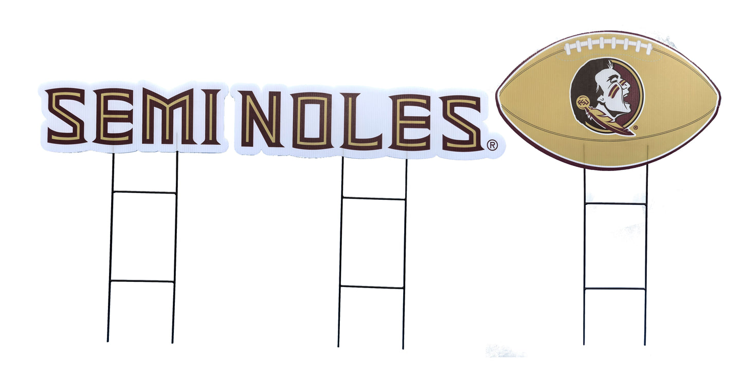 NCAA Wordmark & Football 3 Pack Yard Sign Set