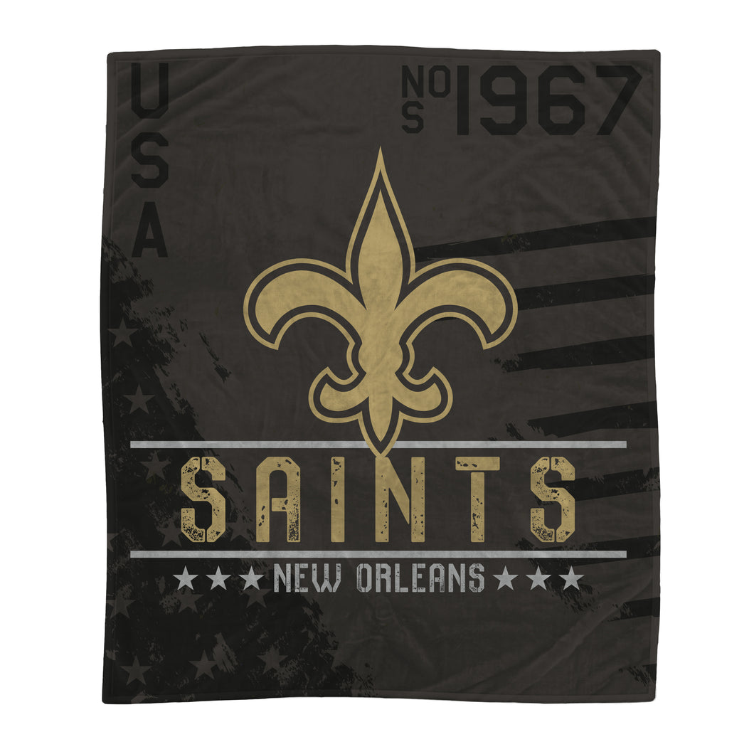 New Orleans Saints Black Camo Blanket