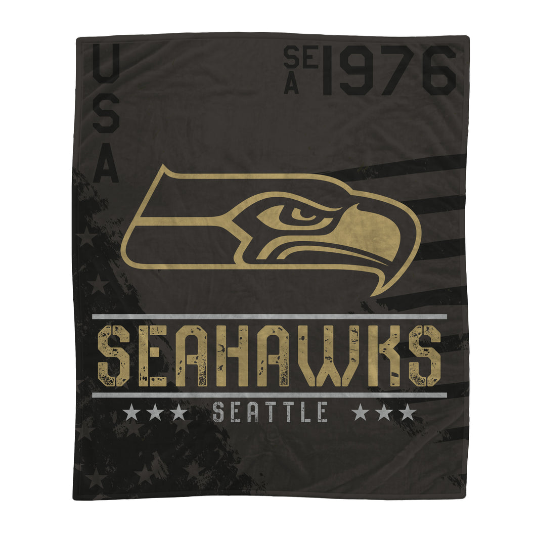 Seattle Seahawks Black Camo Blanket