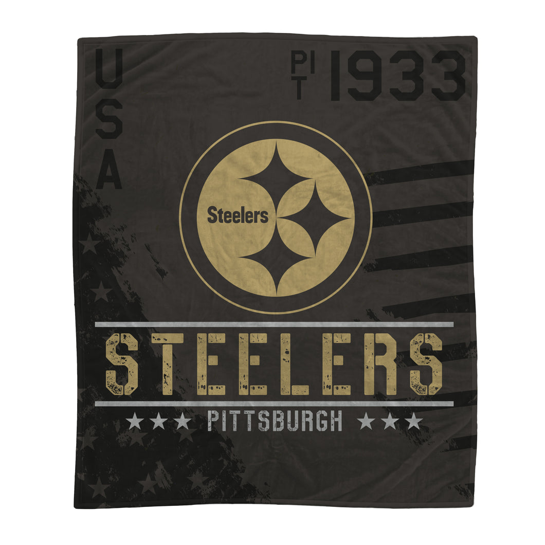 Pittsburgh Steelers Black Camo Blanket