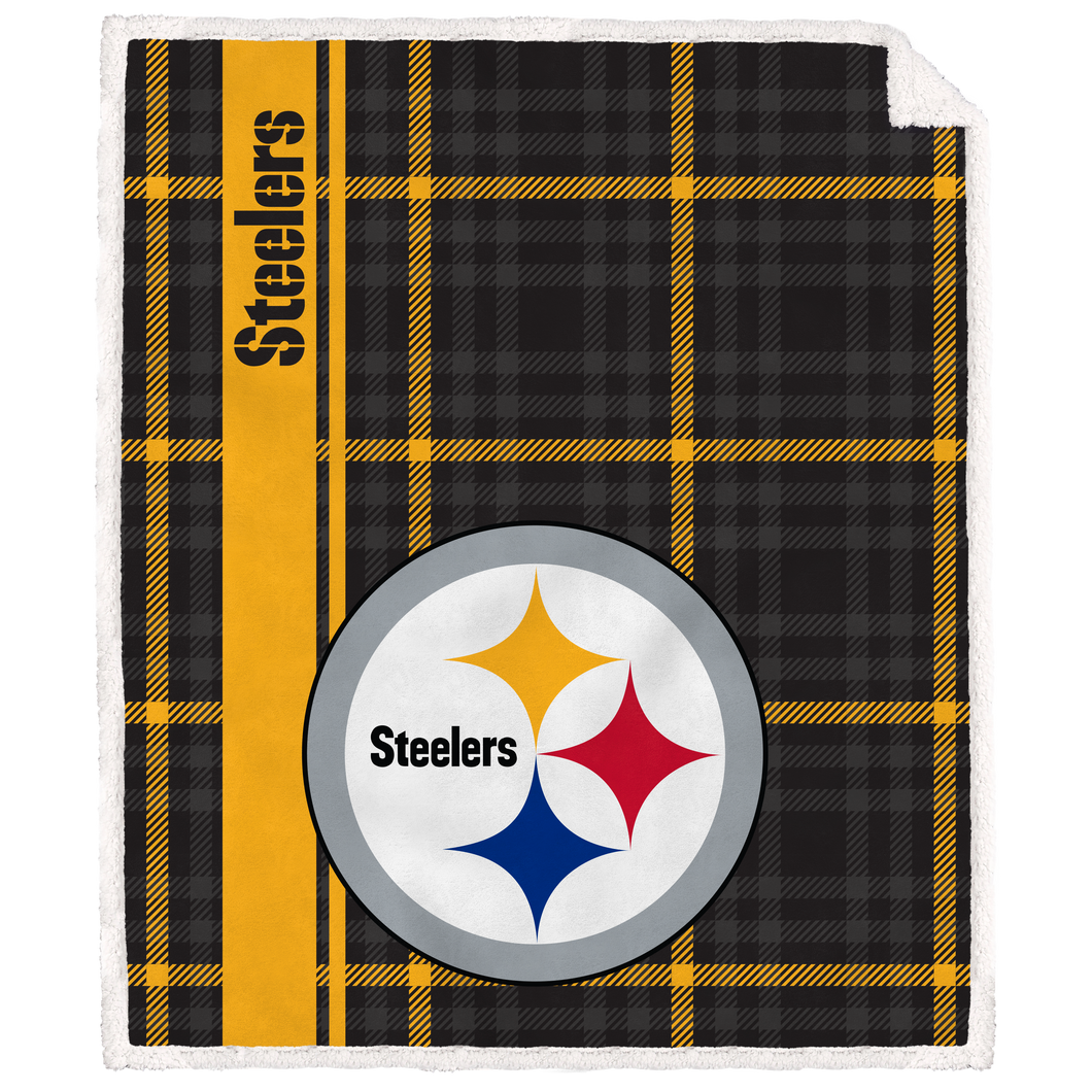 Pittsburgh Steelers Vertical Plaid Sherpa Blanket