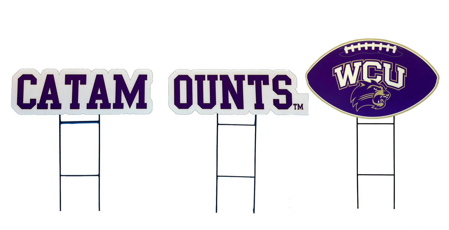 NCAA Wordmark & Football 3 Pack Yard Sign Set