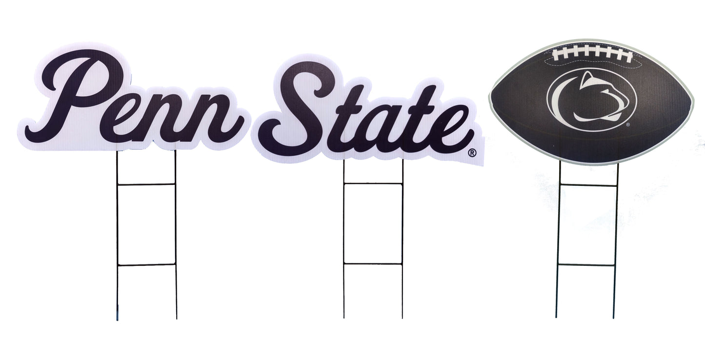 NCAA Wordmark & Football 3 Pack Yard Sign Set