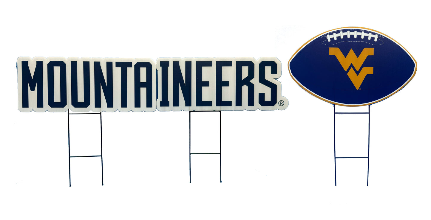 NCAA Wordmark & Football 3 Pack Yard Sign Set