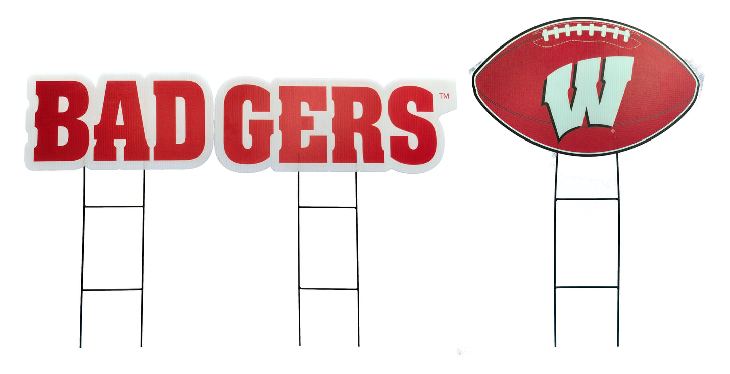 NCAA Wordmark & Football 3 Pack Yard Sign Set