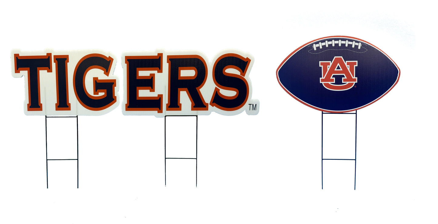 NCAA Wordmark & Football 3 Pack Yard Sign Set