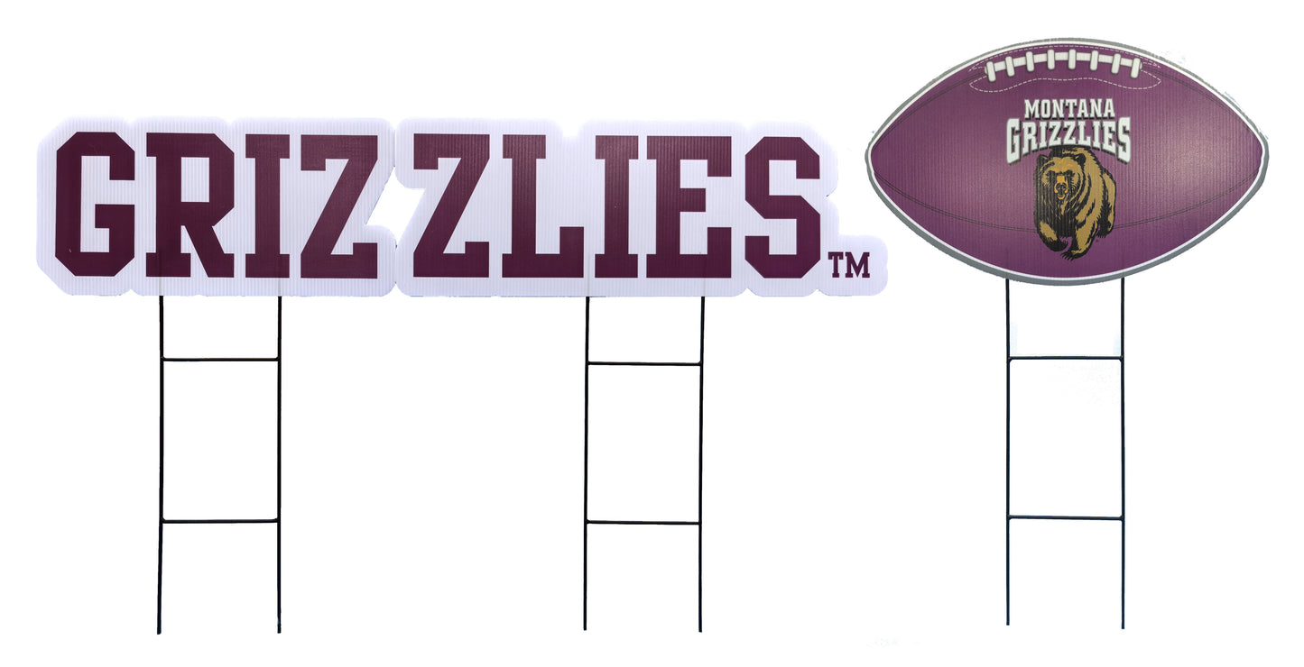 NCAA Wordmark & Football 3 Pack Yard Sign Set