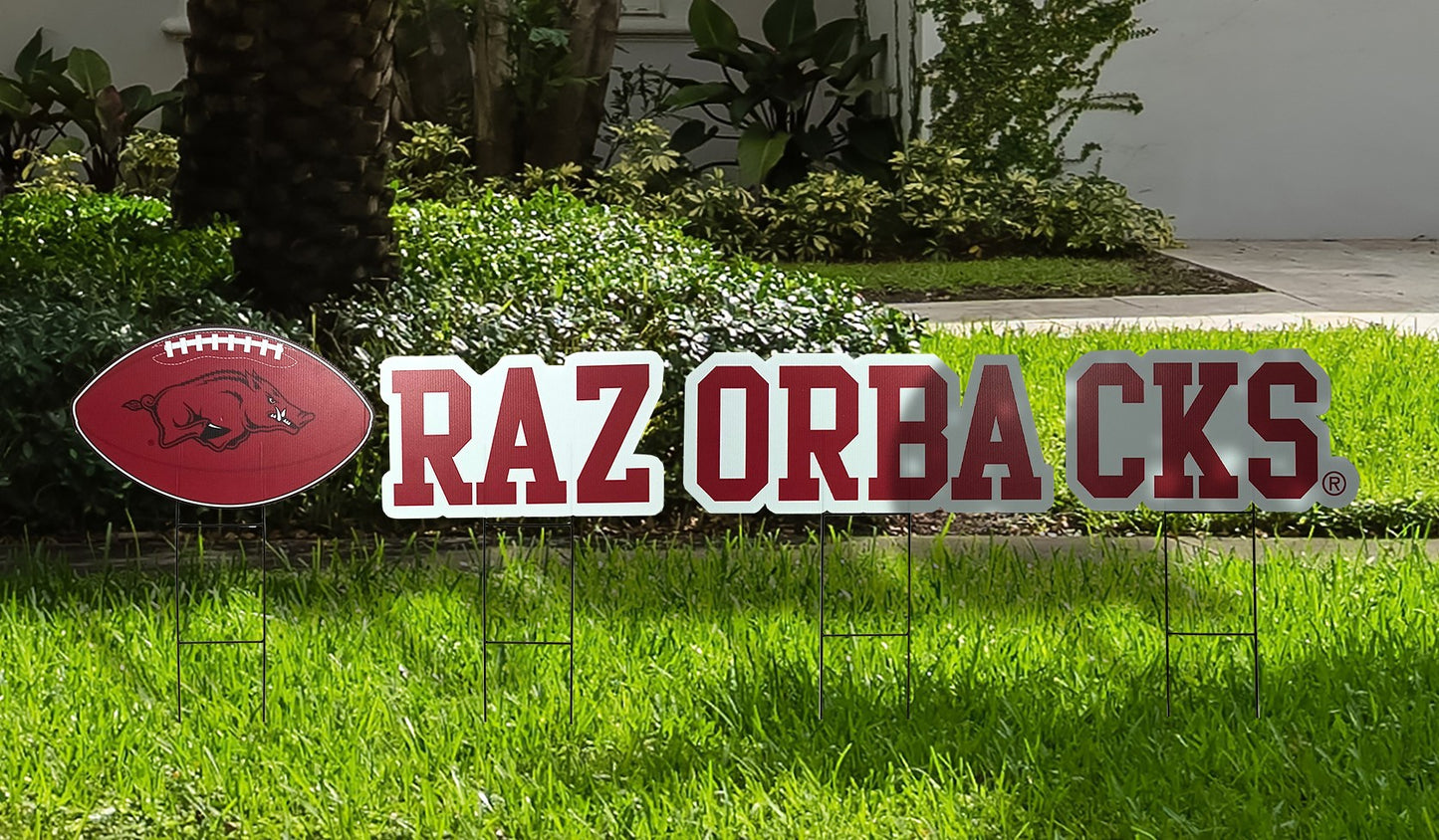 NCAA Wordmark & Football 4 Pack Yard Sign Set