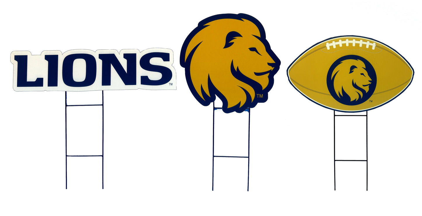 NCAA Wordmark & Football 3 Pack Yard Sign Set