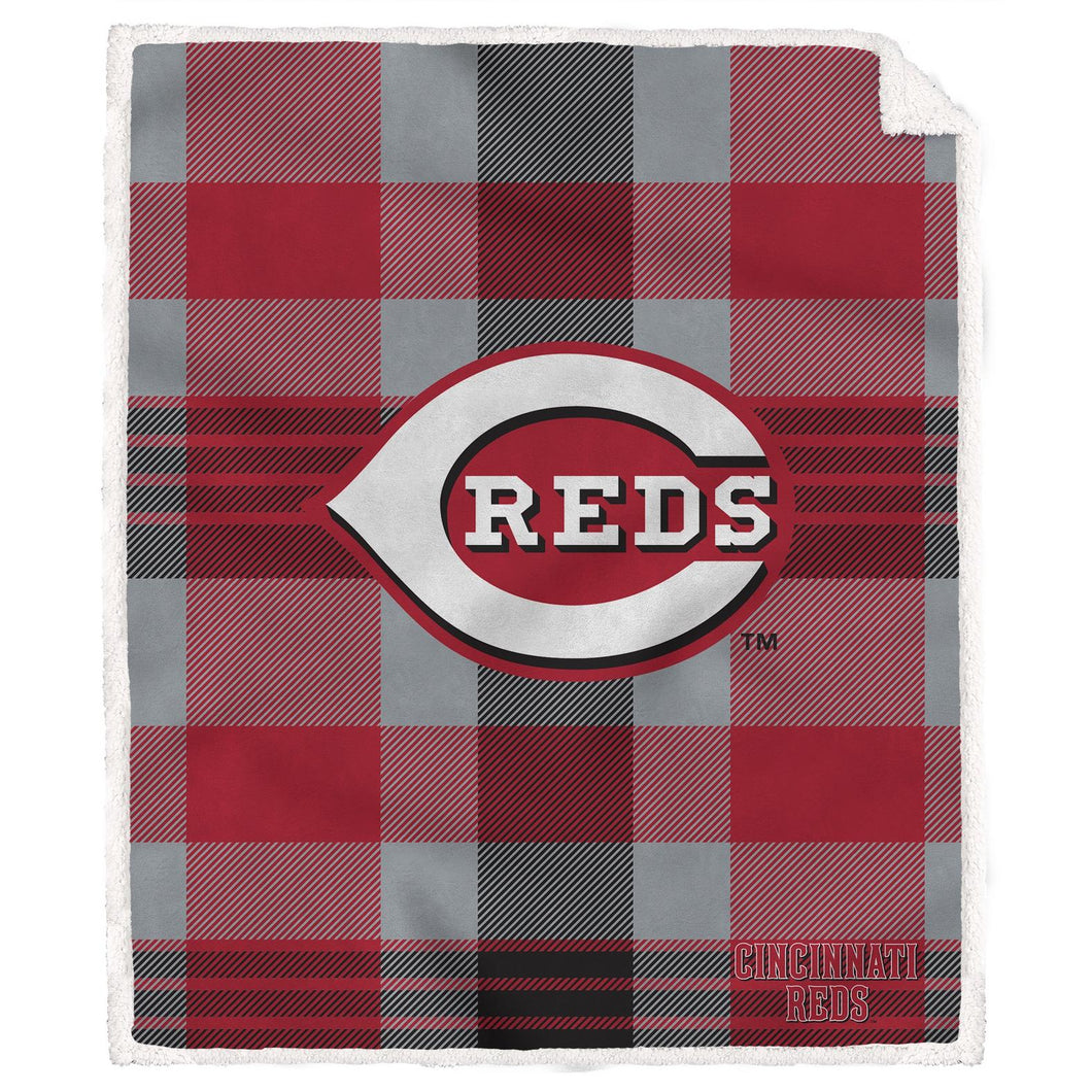 MLB Plaid Steel Royal Plush Sherpa 60x70 Blanket