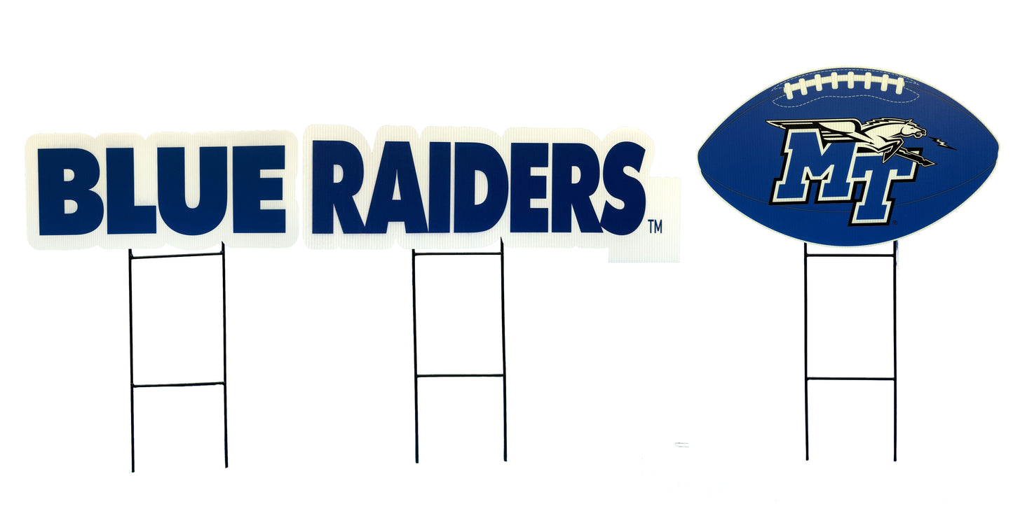 NCAA Wordmark & Football 3 Pack Yard Sign Set