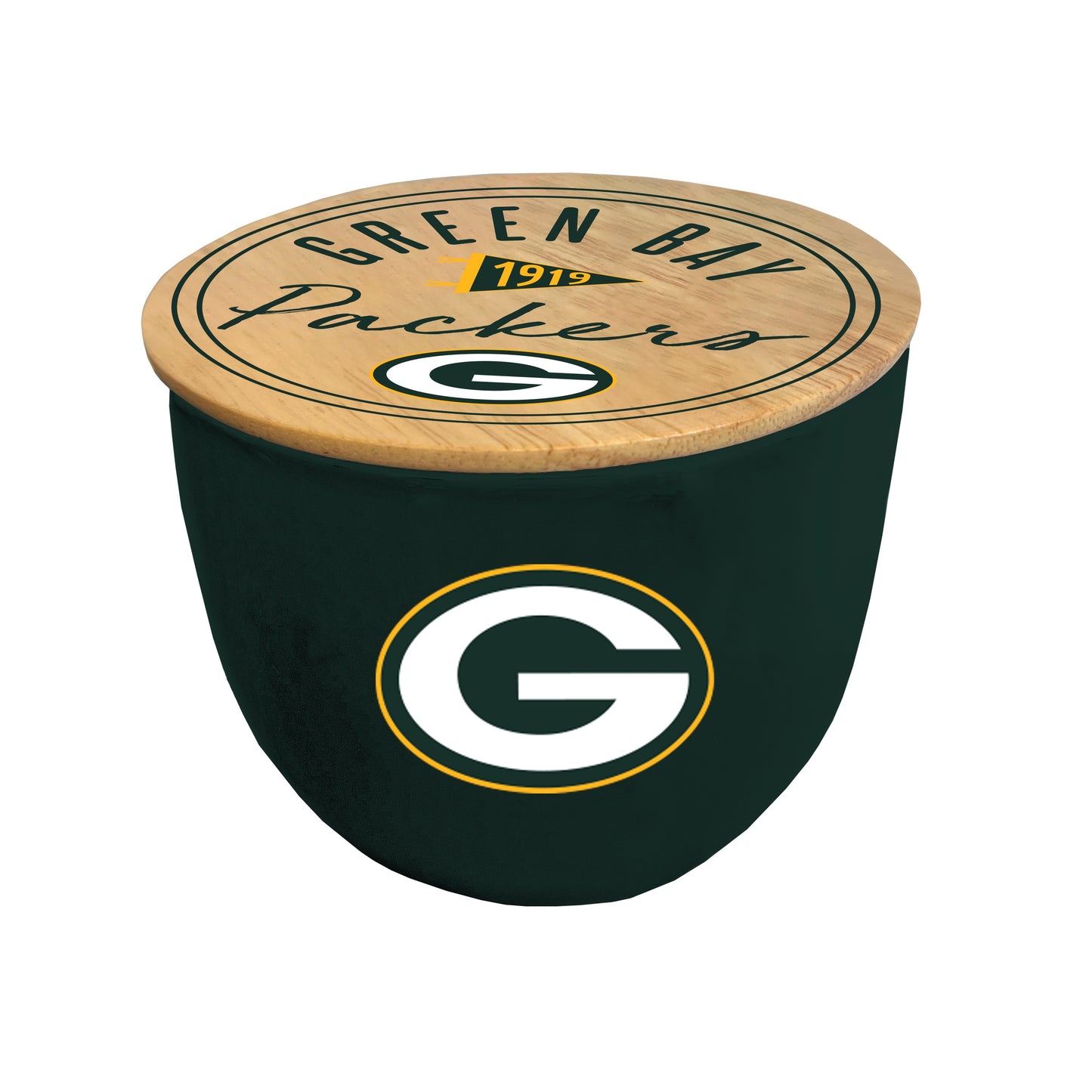 NFL Script Circle Wood Top Ceramic Candle