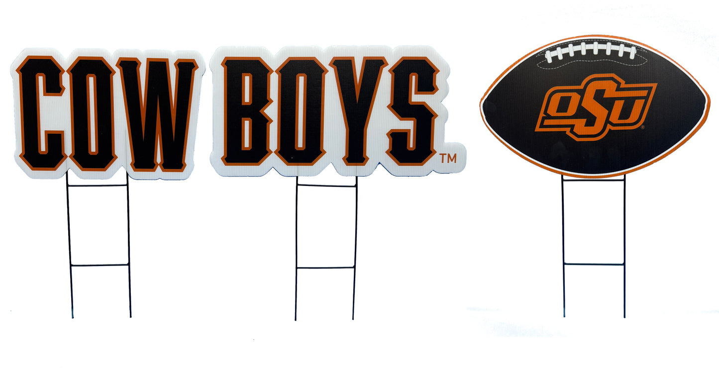NCAA Wordmark & Football 3 Pack Yard Sign Set