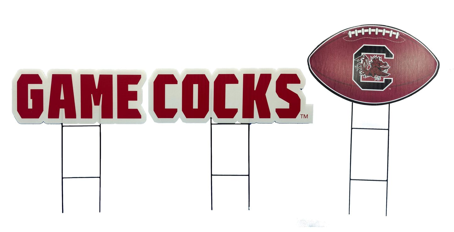 NCAA Wordmark & Football 3 Pack Yard Sign Set