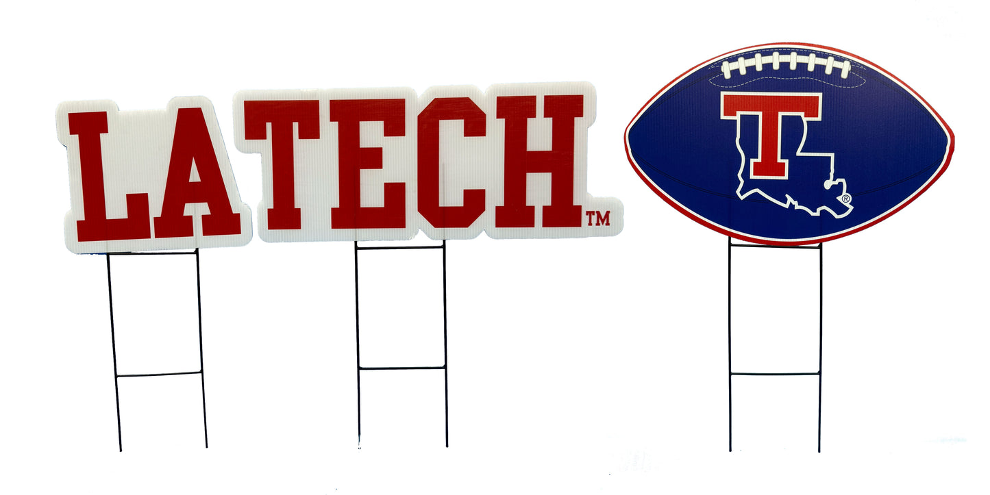 NCAA Wordmark & Football 3 Pack Yard Sign Set