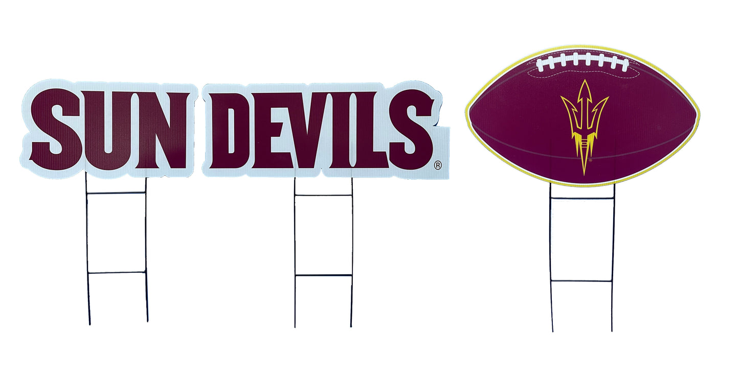 NCAA Wordmark & Football 3 Pack Yard Sign Set
