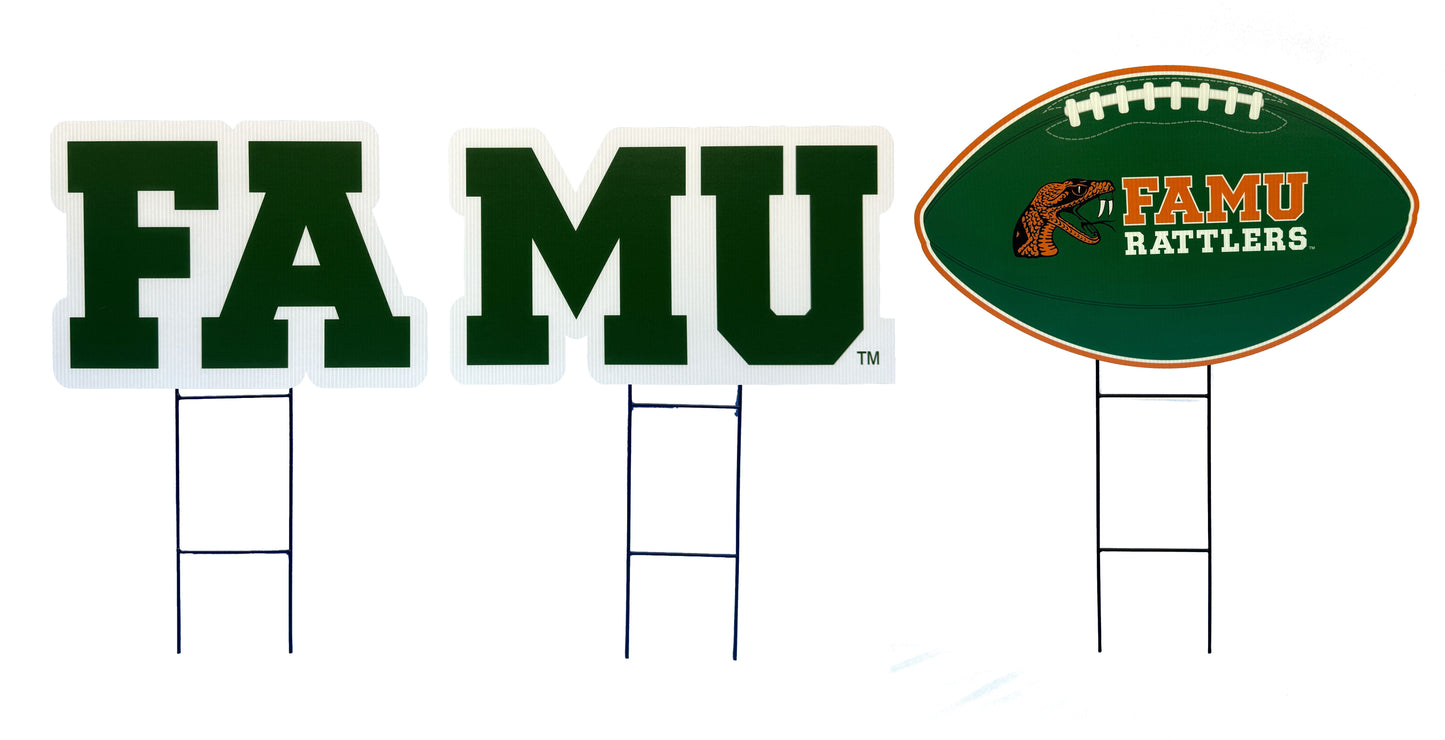 NCAA Wordmark & Football 3 Pack Yard Sign Set