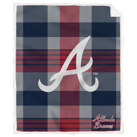 MLB Plaid Steel Royal Plush Sherpa 60x70 Blanket