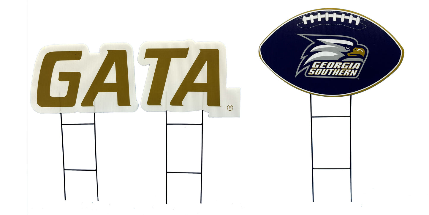 NCAA Wordmark & Football 3 Pack Yard Sign Set